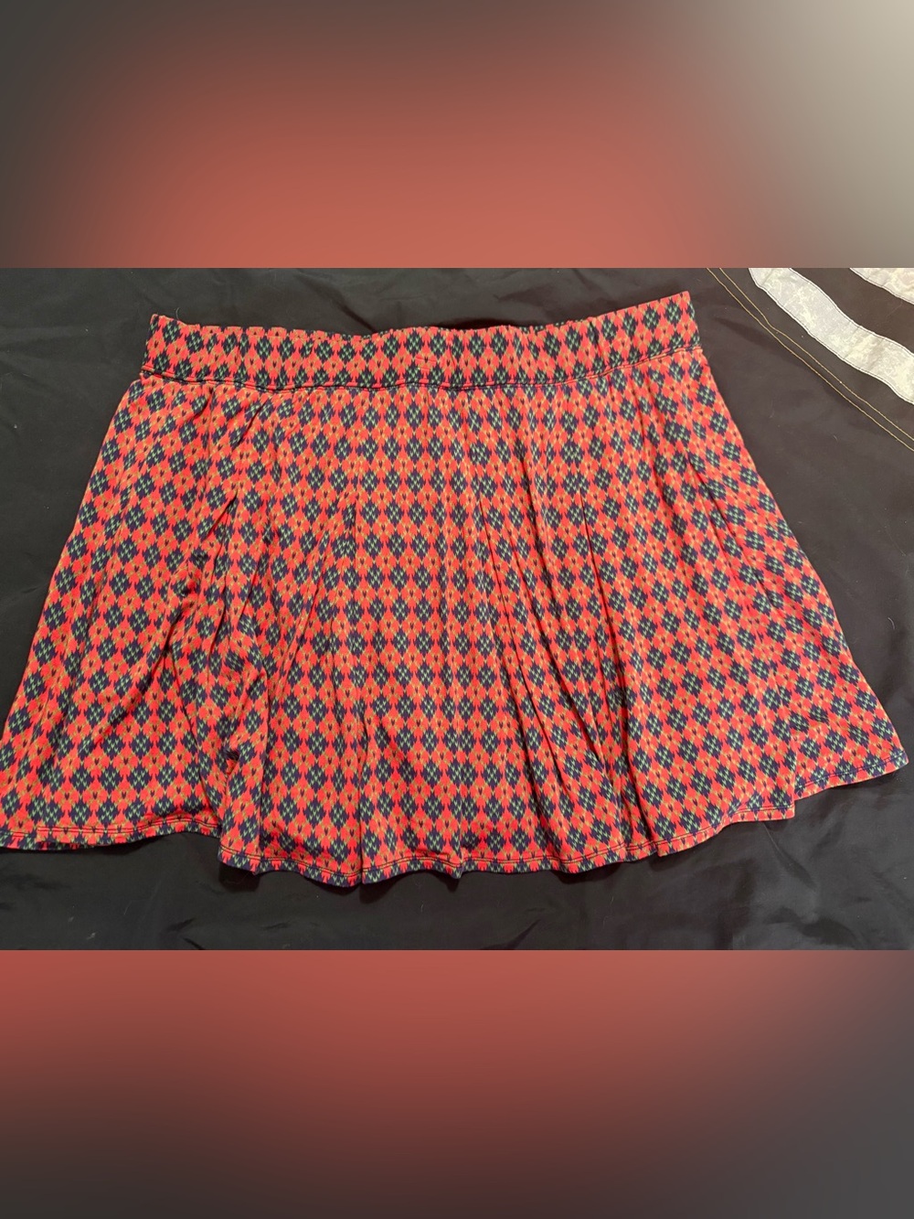 American Girl Red and Navy Argyle Skater Skirt